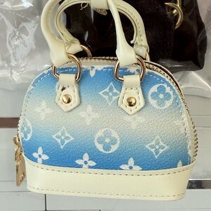 Blue and Cream Designer Mini Handbag charm